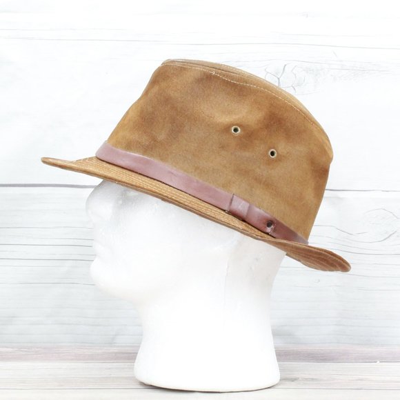 Union Made Brown Genuine Suede Leather Banded Lined Hat Size Medium - Picture 5 of 10